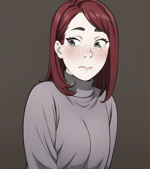 28772-4084513363-best quality, masterpiece, monochrome, meme, parody, _lora_mtstyle_0.8_ mtstyle, 1girl, redhair, freckles, __, shirt, pants, blu.png